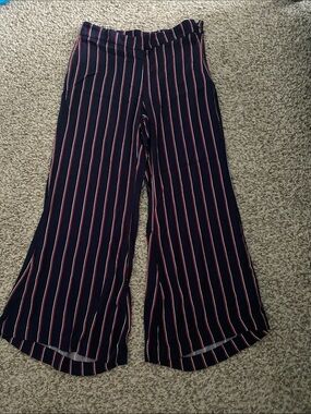 silence + noise Navy Wide Leg Striped Pants